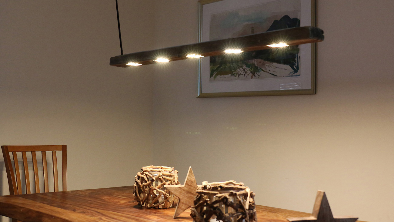 Designer Esstischlampe Aus Treibholz Mit LED Beleuchtung
